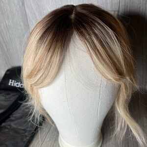 Hidden Crown Hair topper human hair 14 inches ombré rooted mixed blonde new C8